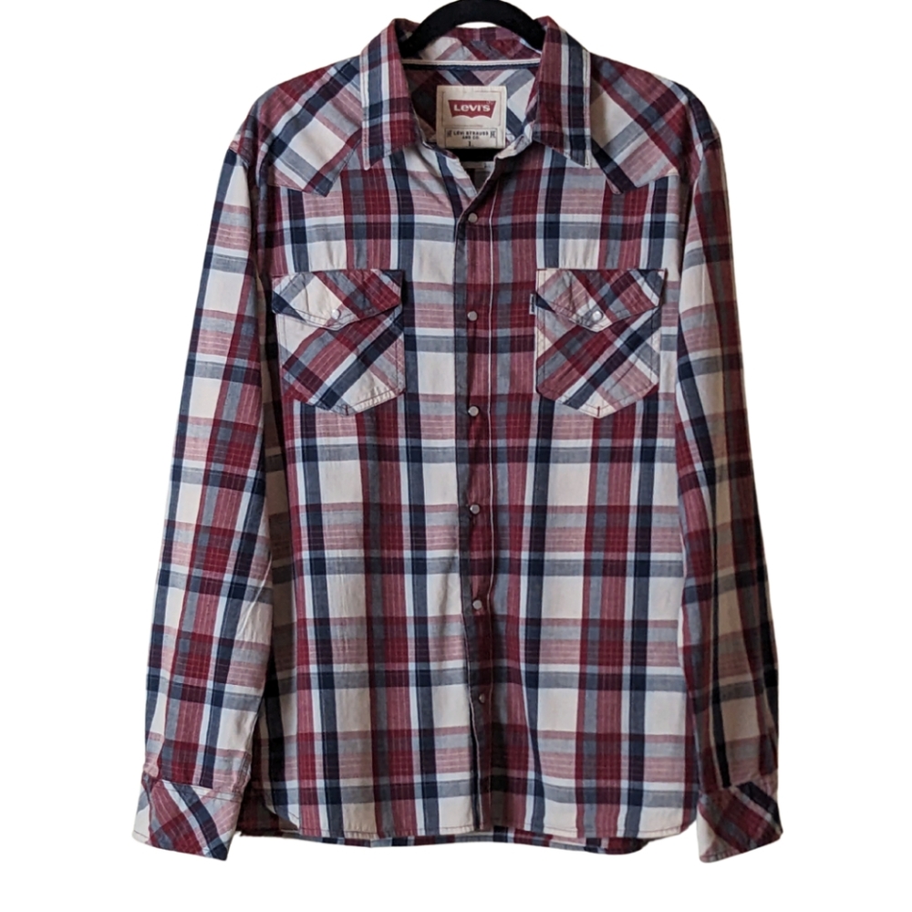 LEVI'S Cotton Pearl Snap Shirt - Long Sleeve - Size L - EUC